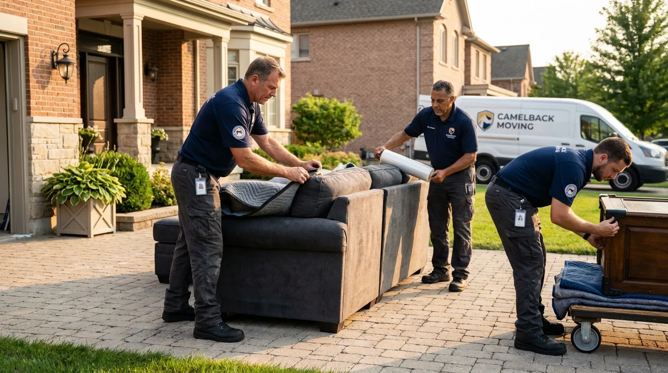 Large estate moving crew wrapping furniture in London, AR
